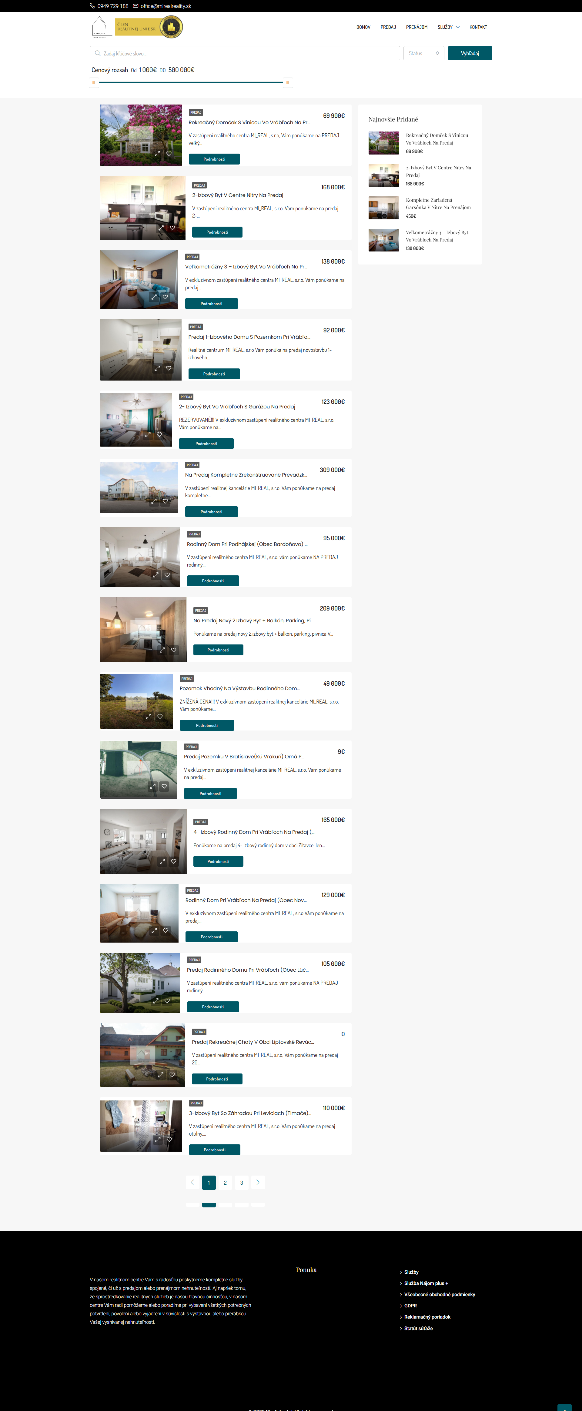 Listing nehnuteľností